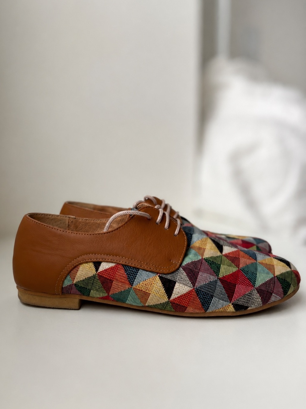 Evangelia Drosi Handmade Geometric Oxford Flats Leather EU 38
